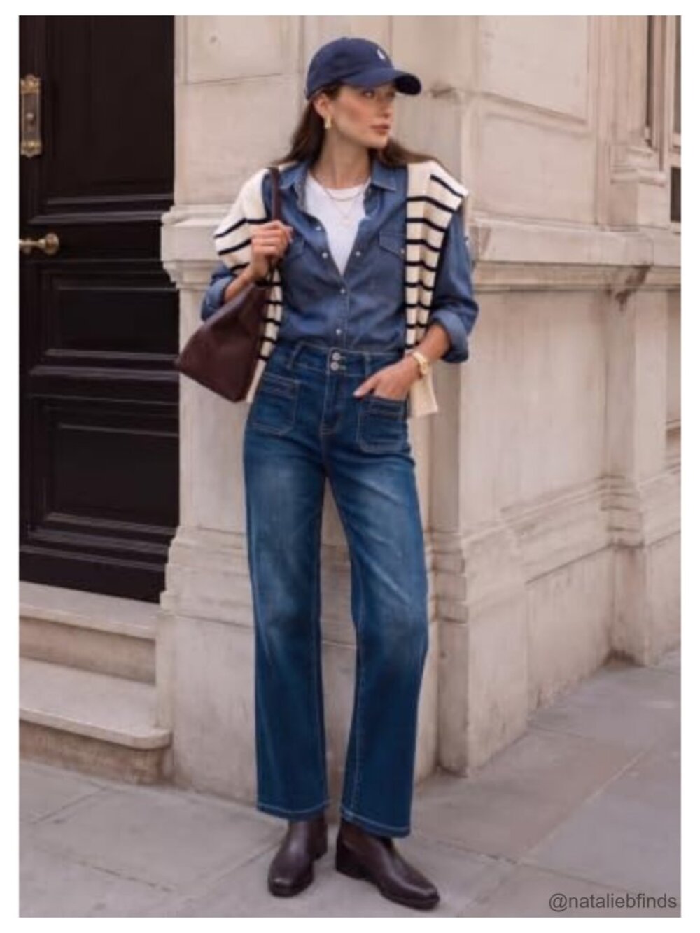 High Waisted Wide Leg Jeans for Women Tummy Control Stretch Denim Pants - Picture 5 of 6